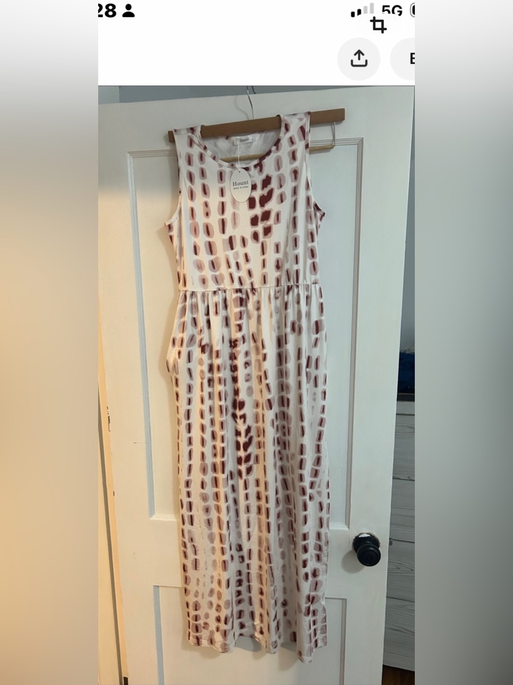 Cream Maxi Dress with Dusty Rose Spot Print - Picture 5 of 5